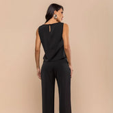 Conjunto Feminino Social Alfaiataria Calça e Blusa Preto Angelica